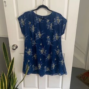 Blue floral loose fitting dress